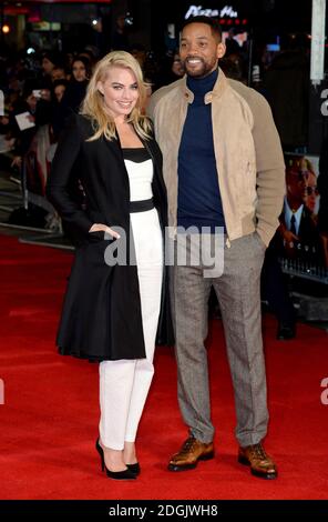 Margot Robbie und will Smith kommen für die Focus Special Screening, im Vue West End Kino, Leicester Square, London. Stockfoto