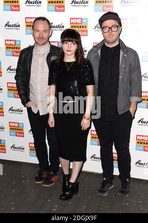 Chvrches nimmt an den NME Awards 2015 mit Austin Texas Teil An der O2 Academy Brixton in London Stockfoto