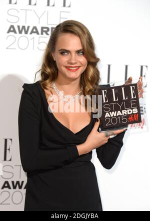 Die bahnbrechende Schauspielerin Cara Delevingne inszenieren die Elle Style Awards 2015 im Sky Garden, dem Walkie Talkie Tower in der Fenchurch Street, London Stockfoto