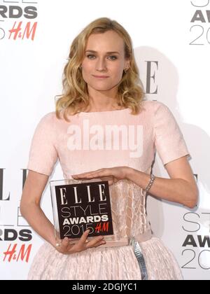 Filmschauspielerin Diane Kruger backstage die Elle Style Awards 2015 im Sky Garden, dem Walkie Talkie Tower in der Fenchurch Street, London Stockfoto