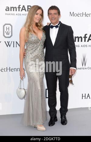 Antonio Banderas und Nicole Kempel bei der amfAR's 22nd Cinema Against AIDS Gala, Hotel du Cap, Antibes. Teil der 68. Filmfestspiele von Cannes. Stockfoto