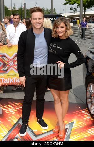 Olly Murs und Caroline Flack bei der X Factor Auditions in der Wembley Arena in London. Stockfoto