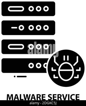 malware-Service-Symbol, schwarzes Vektorzeichen mit editierbaren Striche, Konzeptdarstellung Stock Vektor