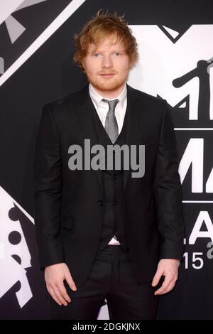 Ed Sheeran bei den MTV European Music Awards 2015 im Mediolanum Forum di Assago in Mailand, Italien. Stockfoto