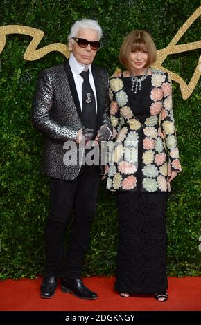 Karl Lagerfeld und Anna Wintour bei den British Fashion Awards im London Coliseum, St Martin's Lane, in London. Stockfoto