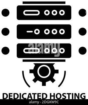 Dediziertes Hosting-Symbol, schwarzes Vektorzeichen mit editierbaren Konturen, Konzeptdarstellung Stock Vektor