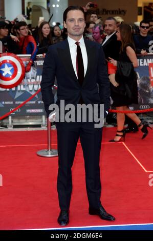 Sebastian Stan bei der Ankunft für den Captain America: Civil war Europapremiere im Vue Westfield, London. Dienstag, 26. April 2016. Bildnachweis Doug Peters EMPICS Entertainment Stockfoto