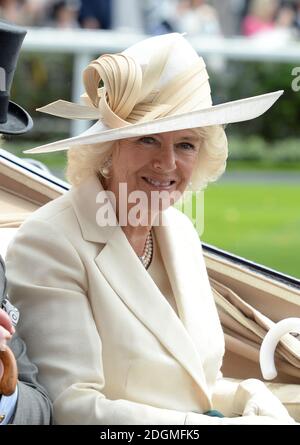 Camilla, Herzogin von Cornwall kommt am zweiten Tag des Royal Ascot Meeting 2016 auf der Ascot Racecourse, Berkshire an. Bild Kredit sollte Doug Peters / EMPICS Entertainment lesen Stockfoto