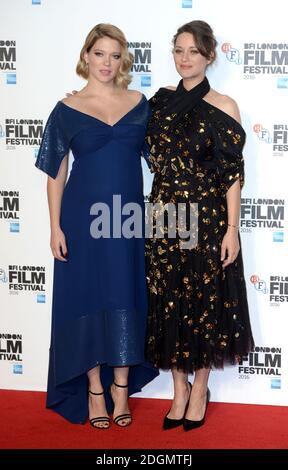 Lea Seydoux und Marion Cotillard bei der Ankunft in der IT's Only the End of the World Premiere, Teil des BFI London Film Festival, Odeon Cinema, Leicester Square.. Bildnachweis sollte lauten: Doug Peters/EMPICS Entertainment Stockfoto