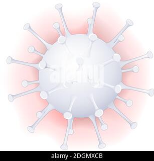 Coronavirus. COVID-19, 2019-nCoV. Weißes Symbol. Grippeausbruch. Grippepandemie. Vektordarstellung der Virion Stock Vektor