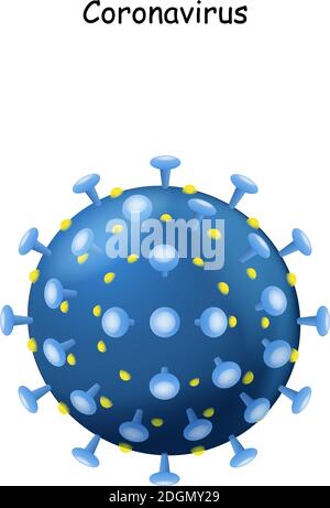 Corona Virus. Virion des Coronavirus auf weißem Hintergrund. 2019-nCoV. Das Virus, das die Epidemie der Lungenentzündung in China verursacht. Vektorgrafik Stock Vektor