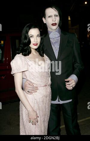 Marilyn Manson und Dita von Teese bei der London Fashion Week Cocktail Party der britischen und amerikanischen Vogue im Luciano Restaurant, London. Â© Doug Peters/allactiondigital.com Stockfoto