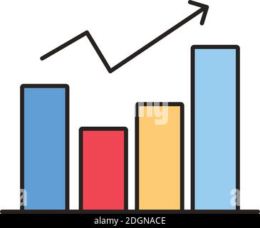 Statistikbalken Linien- und Füllstile Symbol Vektordarstellung Design Stock Vektor