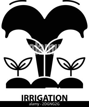 Bewässerungssymbol, schwarzes Vektorzeichen mit editierbaren Konturen, Konzeptdarstellung Stock Vektor