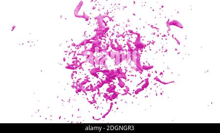 Abstrakt isoliert farbige Flüssigkeit Spritzer vor weißem Hintergrund - 3D Illustration Stockfoto