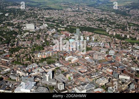 Luftaufnahme der Westseite des Stadtzentrums von Sheffield Stockfoto