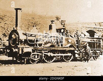 Eine seltene alte Momentaufnahme der Dampfeisenbahnlokomotive 'Sybil', die speziell für die L.S.W.R. gebaut wurde (London und South Western Railway) im Jahr 1868. Stockfoto