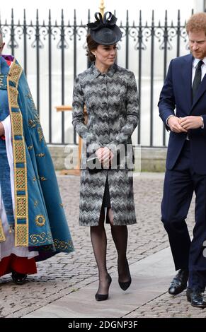 Die Herzogin von Cambridge Teilnahme an einem Service of Hope at Westminster Abbey in London nach dem Terroranschlag auf Westminster Brücke und der Palast von Westminster Stockfoto