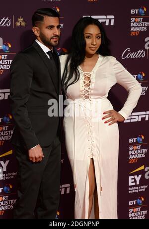 Riyad Mahrez und ihre Partnerin Rita Johal nahmen an den BT Sport Industry Awards Teil, die im Battersea Evolution im Battersea Park, London, verliehen wurden Stockfoto