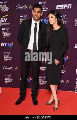 Amir Khan und Faryal Makhdoom nahmen an den BT Sport Industry Awards Teil, die im Battersea Evolution im Battersea Park, London, verliehen wurden Stockfoto