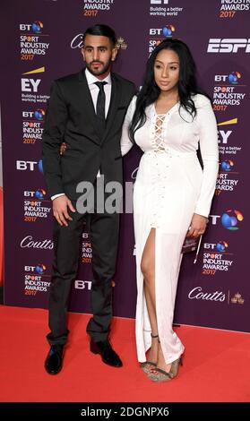 Riyad Mahrez und Rita Johal nahmen an den BT Sport Industry Awards Teil, die im Battersea Evolution im Battersea Park, London, verliehen wurden Stockfoto