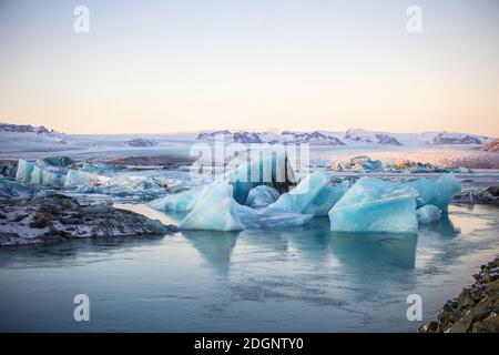 Die Gletscherlagune JÃ¶kulsarlon in Island, Europa Stockfoto