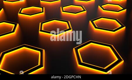 Abstraktes Hexagon-Muster als Hintergrund - 3D Illustration Stockfoto