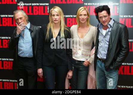 Uma Thurman, Daryl Hannah, David Carradine und Michael Madsen beim Fotocall für Kill Bill Volume Two, The Dorchester Hotel, London. Doug Peters/allactiondigital Stockfoto