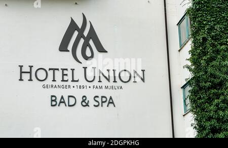 Hotel Union in Geiranger Fjord in Norwegen. Stockfoto