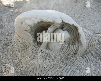 Eine Nahaufnahme einer schönen Sandskulptur Stockfoto