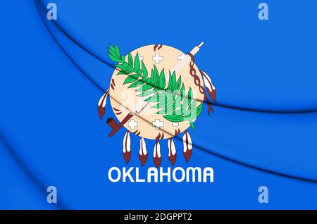3D Flagge von Oklahoma, USA. 3D Illustration. Stockfoto
