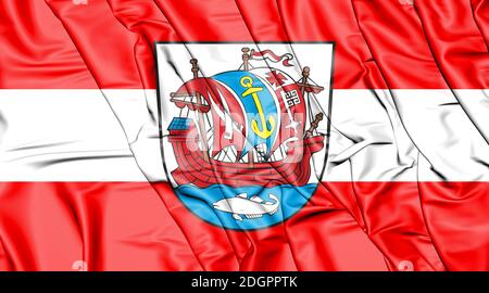 3D Flagge von Bremerhaven, Deutschland. 3D Illustration. Stockfoto