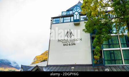 Hotel Union in Geiranger Fjord in Norwegen. Stockfoto