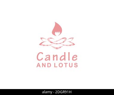 Kerze und Lotus Symbol Symbol Logo Design Vorlage Stock Vektor