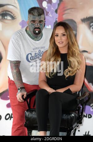 Gastgeber Charlotte Crosby Teilnahme an der Just Tattoo of US Serie 2 Fotozelle in einem Pop-op Tattoo Salon in Camden, London. Bildnachweis sollte lauten: Doug Peters/EMPICS Entertainment Stockfoto
