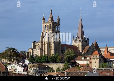 Kathedrale von Lausanne in der Stadt Lausanne im Kanton Waadt. Stockfoto