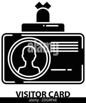 Visitor Card Icon, schwarzes Vektorzeichen mit editierbaren Striche, Konzeptdarstellung Stock Vektor