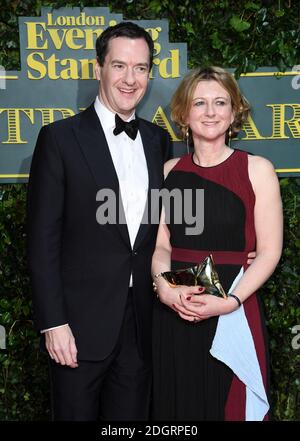 George Osbourne und seine Frau Frances Osbourne kommen bei den Evening Standard Theatre Awards im Theatre Royal Drury Lane, London an. Bildnachweis sollte lauten: Doug Peters/EMPICS Entertainment Stockfoto