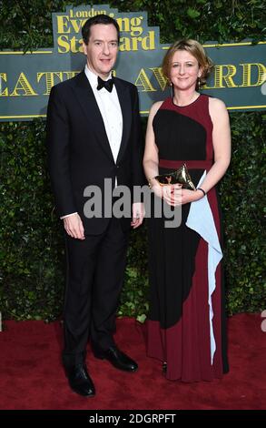 George Osbourne und seine Frau Frances Osbourne kommen bei den Evening Standard Theatre Awards im Theatre Royal Drury Lane, London an. Bildnachweis sollte lauten: Doug Peters/EMPICS Entertainment Stockfoto