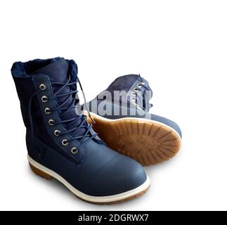 Komfortable Winter Stiefel mit Schnürung und Reißverschluss. Stockfoto