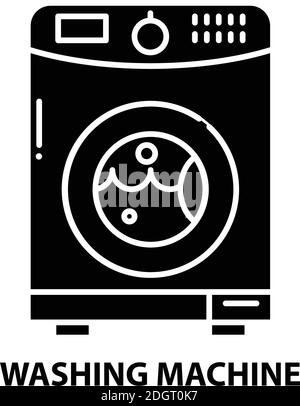 Waschmaschinensymbol, schwarzes Vektorzeichen mit bearbeitbaren Konturen, Konzeptdarstellung Stock Vektor