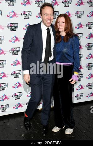 Staatssekretär für Digital, Kultur, Medien und Sport Matt Hancock und seine Frau Martha bei den VO5 NME Awards 2018 in der O2 Brixton Academy, London Stockfoto