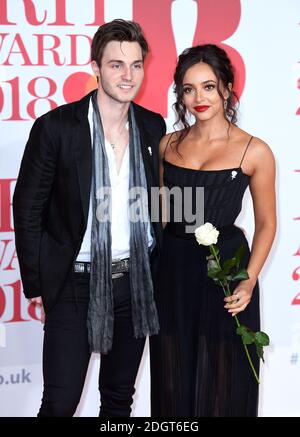 Jade Thirlwall und Jed Elliott bei den Brit Awards in der O2 Arena, London. Bildnachweis sollte lauten: Doug Peters/EMPICS Entertainment Stockfoto