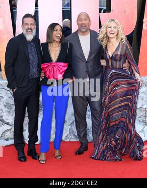 Jeffrey Dean Morgan, Naomie Harris, Dwayne The Rock Johnson und Malin Akerman nahmen an der europäischen Premiere von Rampage Teil, die im Cineworld am Leicester Square in London stattfand. Bildnachweis sollte lauten: Doug Peters/EMPICS Entertainment Stockfoto