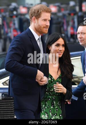 Prinz Harry, Patron der Invictus Games Foundation, und Frau Meghan Markle nehmen an einem Empfang Teil, der von Hon Malcolm Turnbull, dem Premierminister von Australien, und Frau Lucy Turnbull veranstaltet wird, um die bevorstehenden Invictus Games Sydney 2018 im Australia House, London, zu feiern. Stockfoto