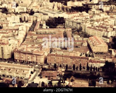 Gebäude in Alcoy, Alicante, Spanien in einer Draufsicht Stockfoto