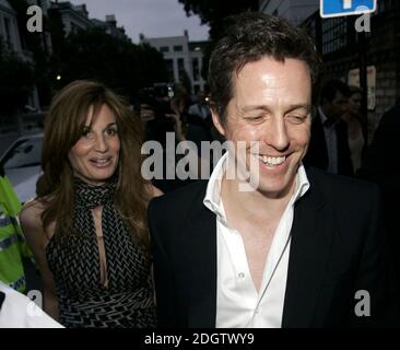 Hugh Grant und Jemima Khan bei der Garden Party von Sir David Frost in Chelsea, London. Stockfoto