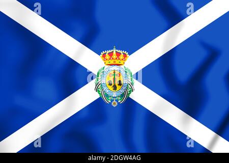 3D-Flagge der Provinz Santa Cruz de Tenerife, Spanien. 3D-Darstellung. Stockfoto