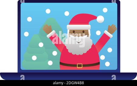Santa's Virtual Christmas Meet - Quarantine christmas Konzept Stock Vektor