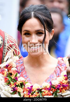 Meghan Herzogin von Sussex kommt auf dem Campus der University South Pacific, Suva, Fidschi an. Bildnachweis sollte lauten: Doug Peters/EMPICS Stockfoto